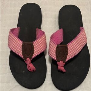 Pink Gingham Flip Flops
